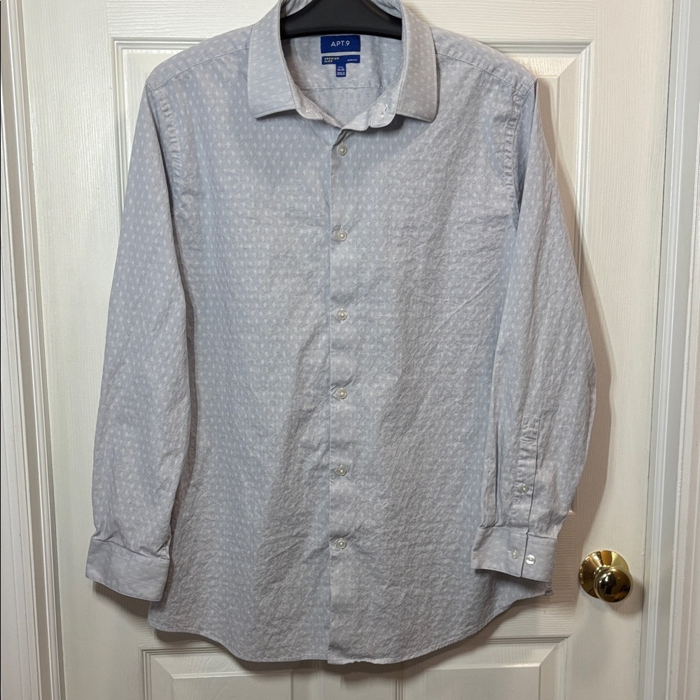 Apt9 Premier Flex Slim Fit-Subtle Diamond Patterned Shirt- Size 17.5
